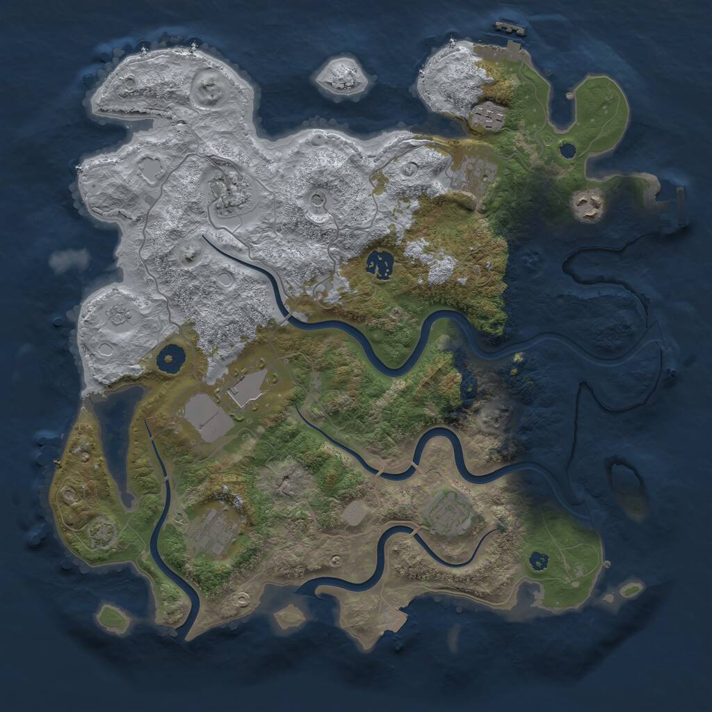 Rust Map: Procedural Map, Size: 3750, Seed: 28795609, 14 Monuments