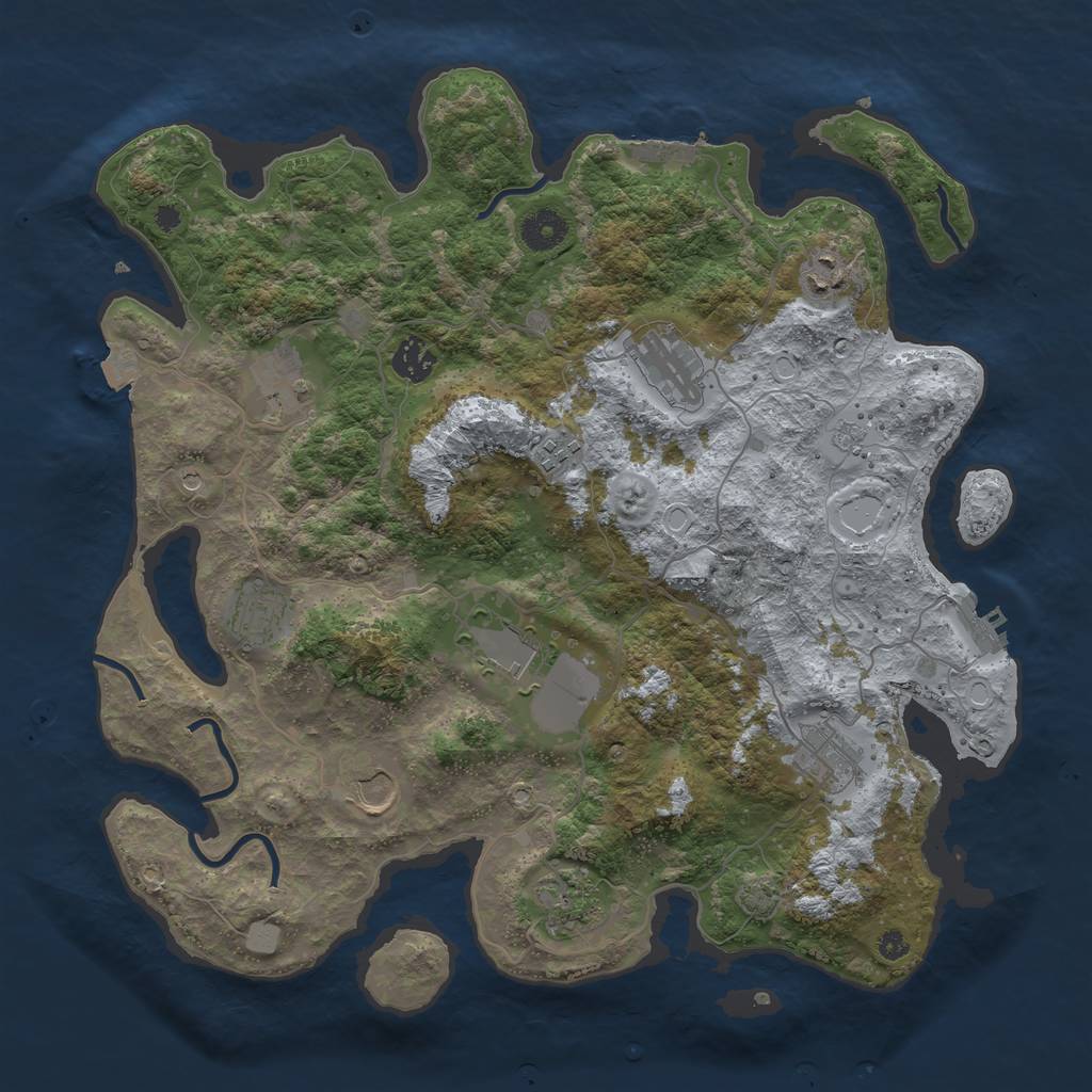 Rust Map: Procedural Map, Size: 3800, Seed: 1535812363, 18 Monuments