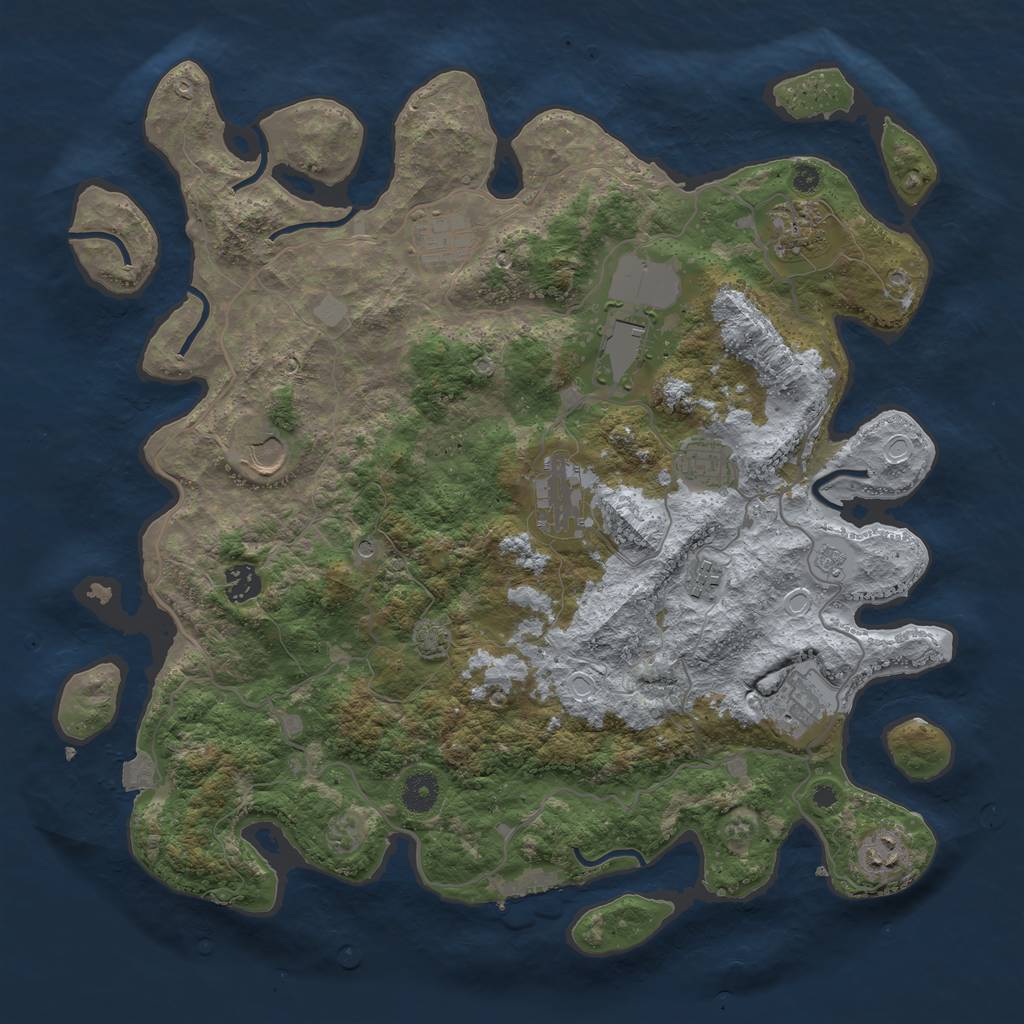 Rust Map: Procedural Map, Size: 4000, Seed: 126649708, 17 Monuments