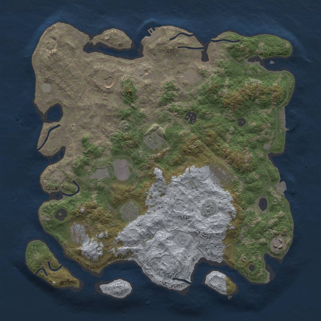 Rust Map: Procedural Map, Size: 4000, Seed: 1024144595, 18 Monuments