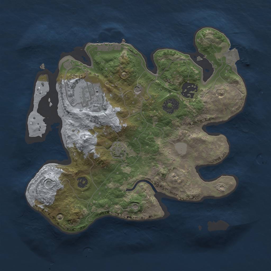 Rust Map: Procedural Map, Size: 2500, Seed: 6500, 8 Monuments