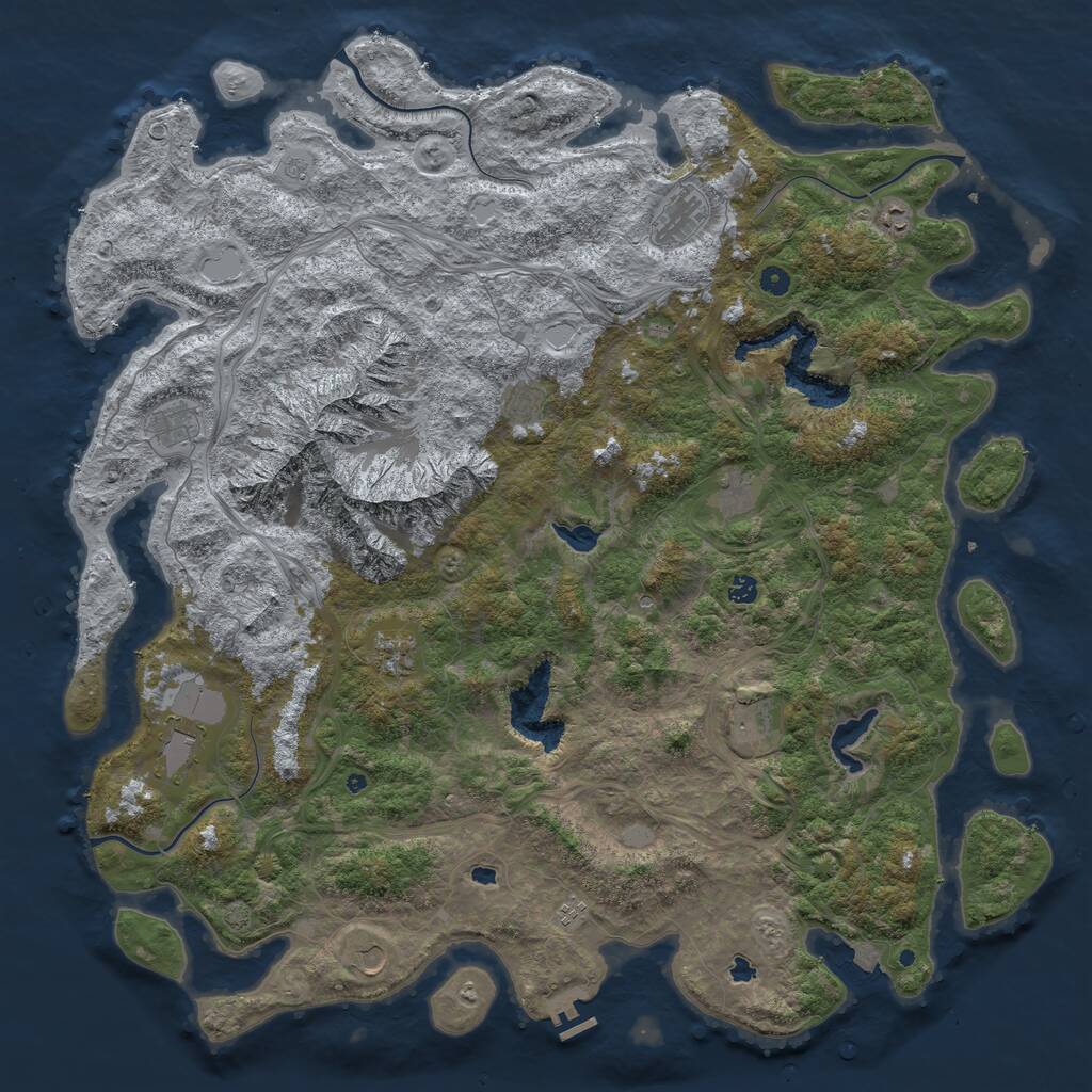 Rust Map: Procedural Map, Size: 5500, Seed: 2106406857, 16 Monuments