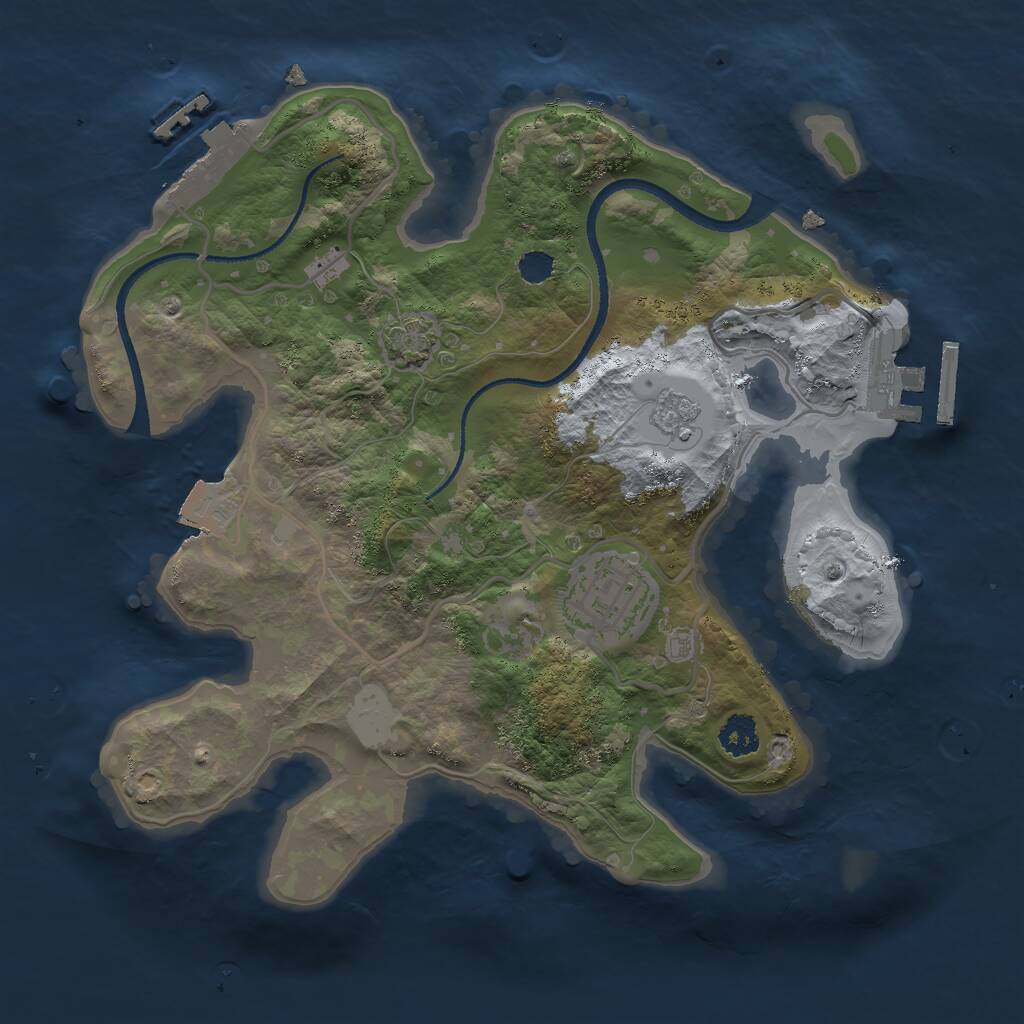 Rust Map: Procedural Map, Size: 2500, Seed: 7248939, 6 Monuments
