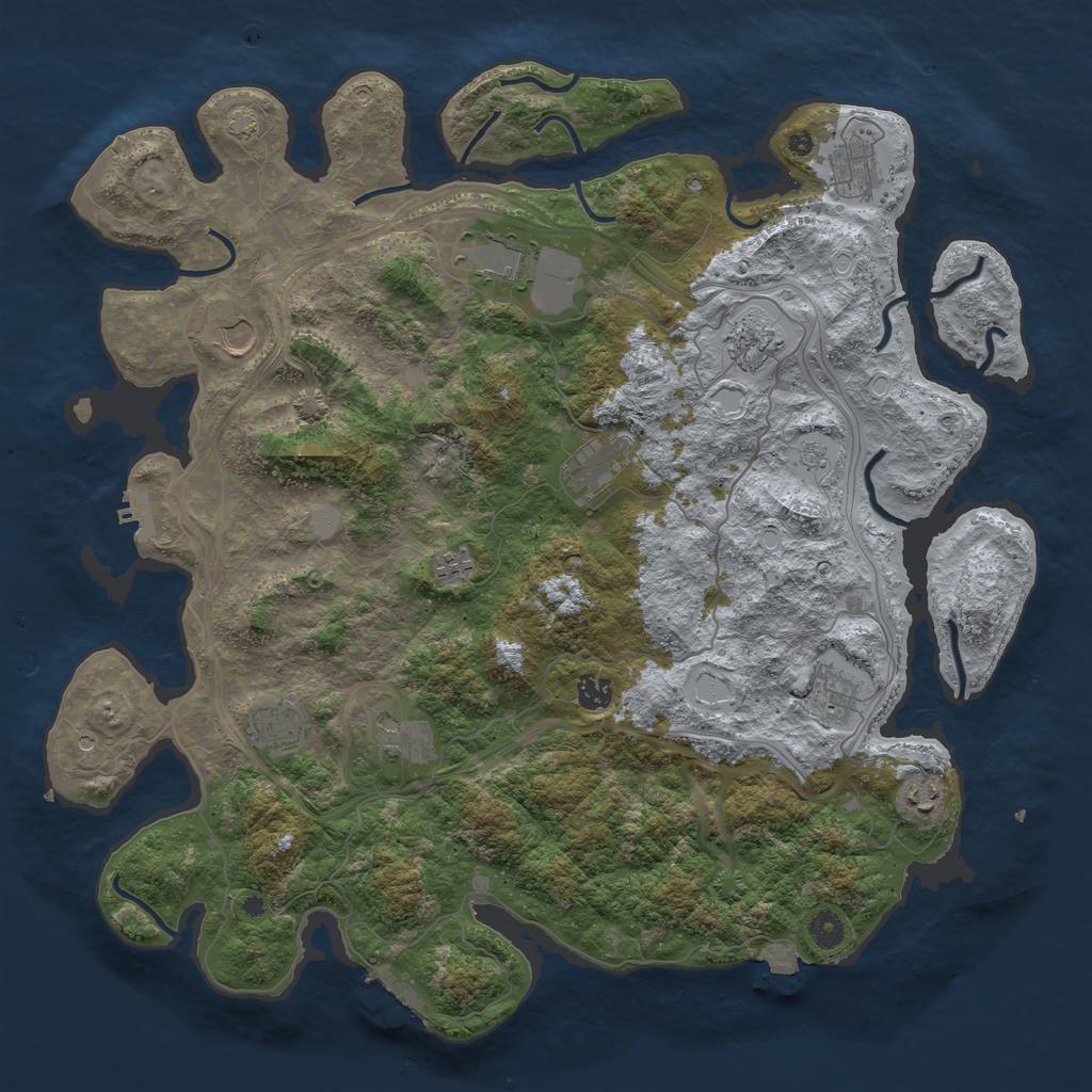 Rust Map: Procedural Map, Size: 4500, Seed: 139456030, 19 Monuments