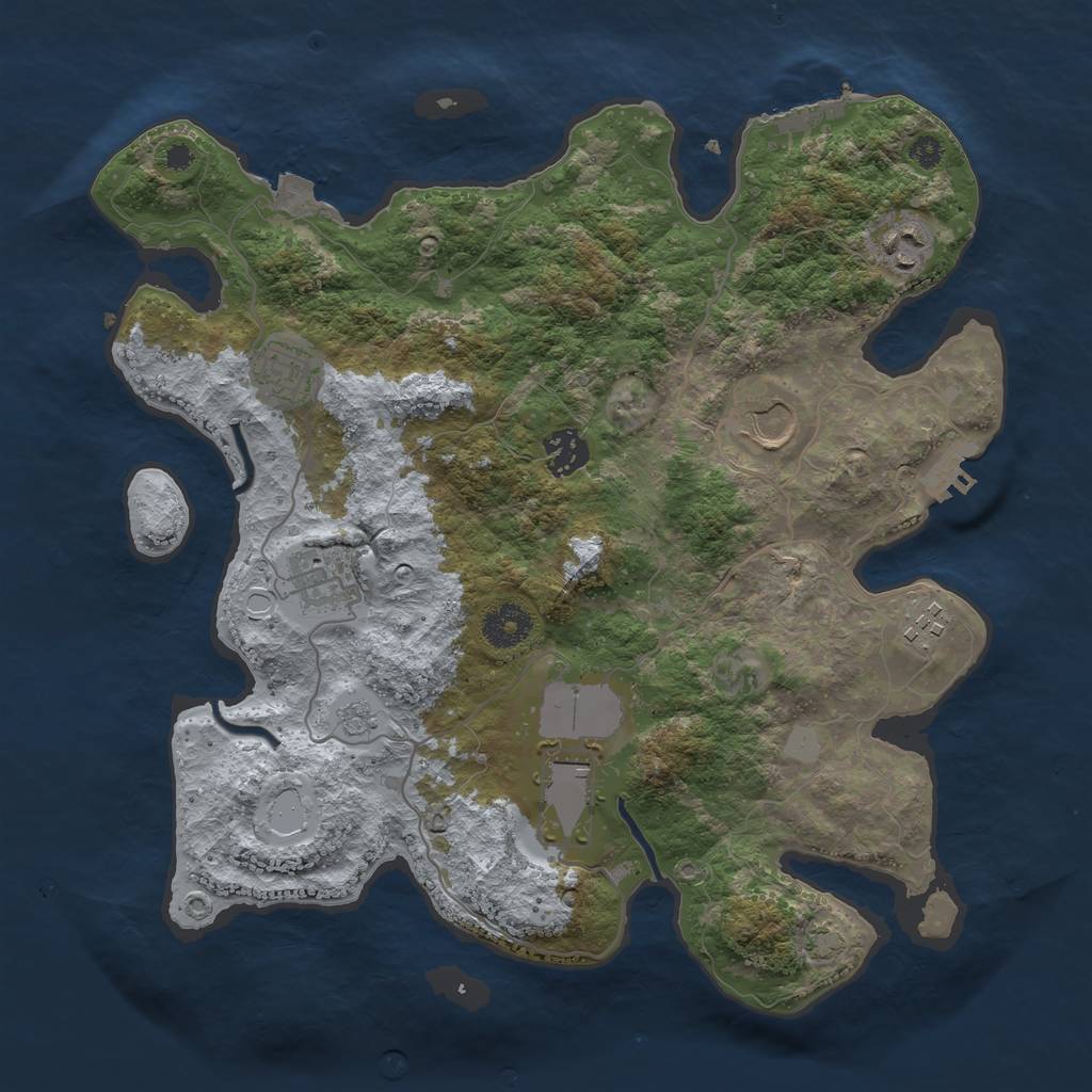 Rust Map: Procedural Map, Size: 3500, Seed: 969820, 14 Monuments