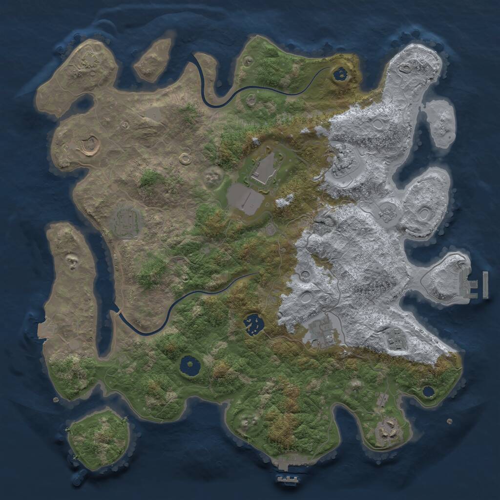 Rust Map: Procedural Map, Size: 3700, Seed: 715278642, 14 Monuments