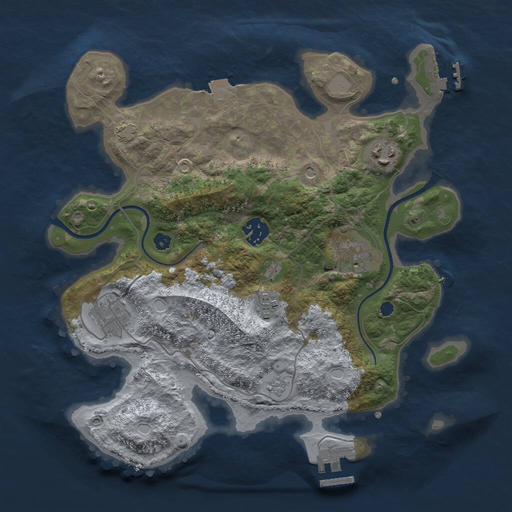 Rust Map: Procedural Map, Size: 3000, Seed: 77772866, 11 Monuments