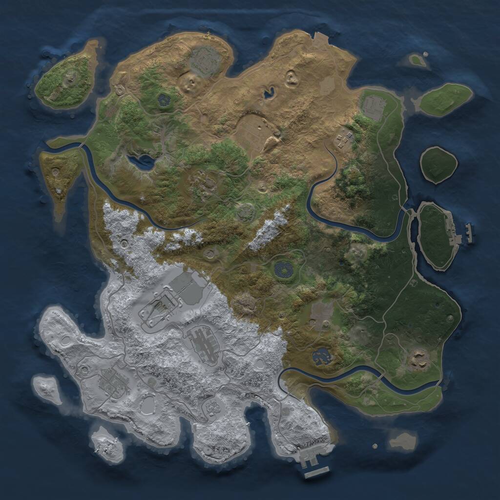 Rust Map: Procedural Map, Size: 4000, Seed: 3821459, 16 Monuments