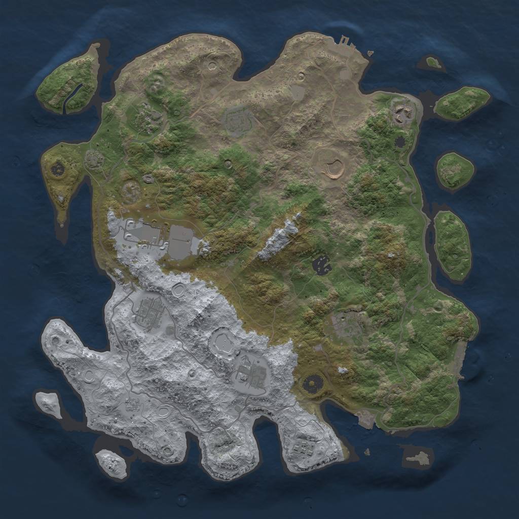Rust Map: Procedural Map, Size: 4000, Seed: 3821459, 18 Monuments