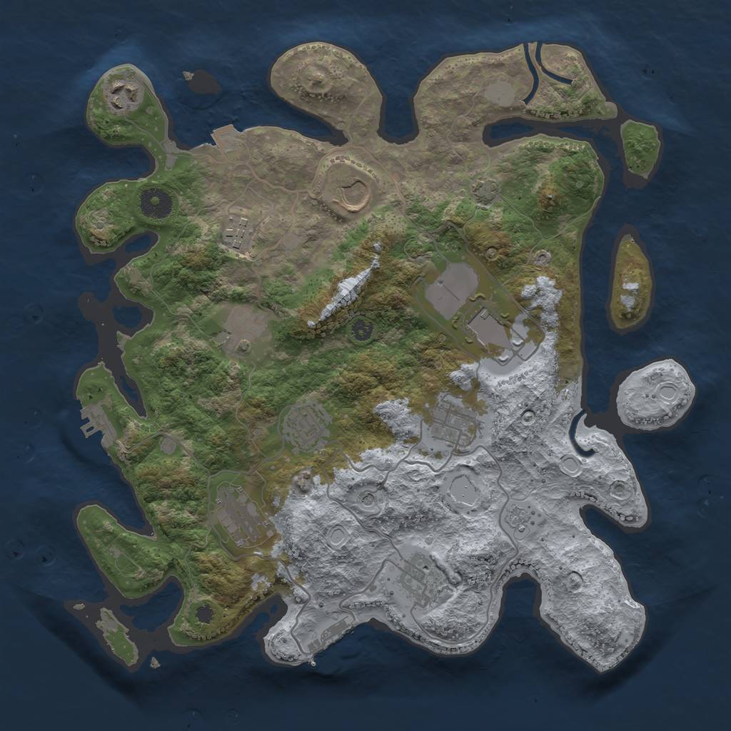 Rust Map: Procedural Map, Size: 3500, Seed: 129735923, 17 Monuments