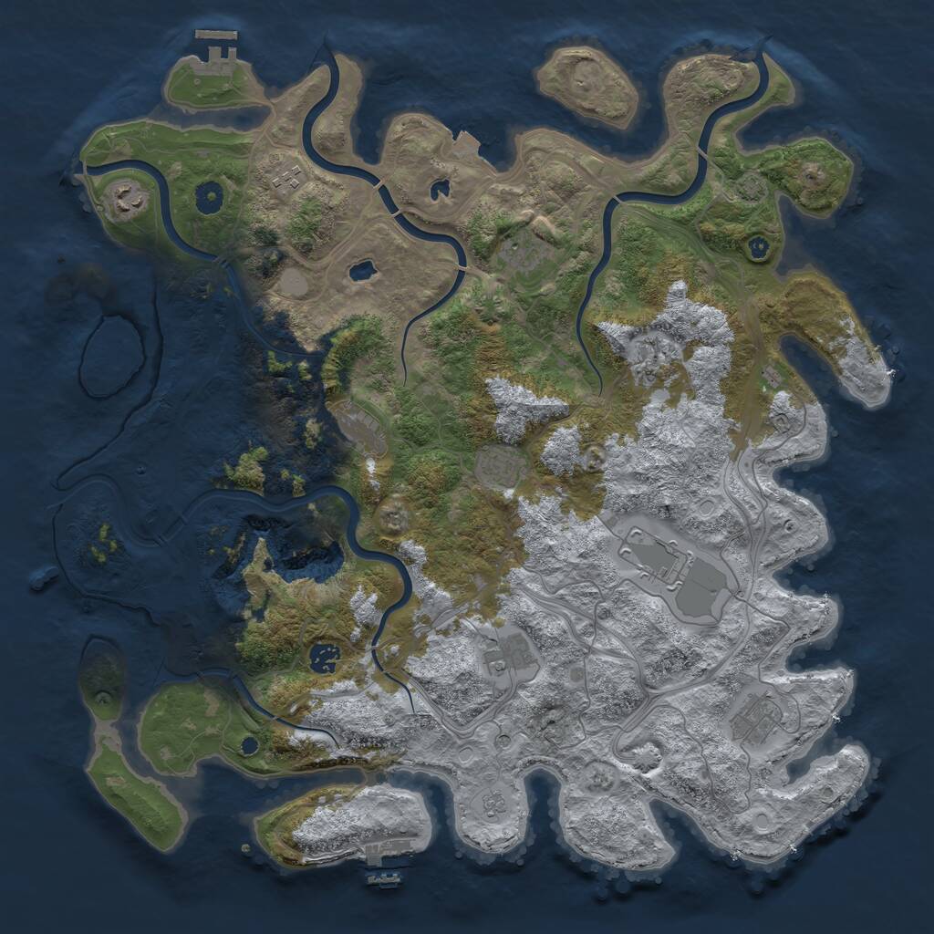 Rust Map: Procedural Map, Size: 4500, Seed: 628596490, 16 Monuments