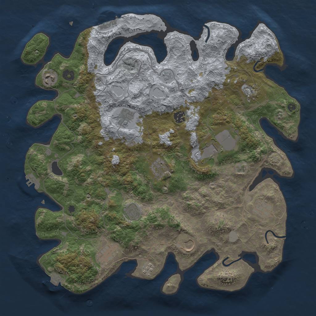 Rust Map: Procedural Map, Size: 4000, Seed: 87651, 19 Monuments