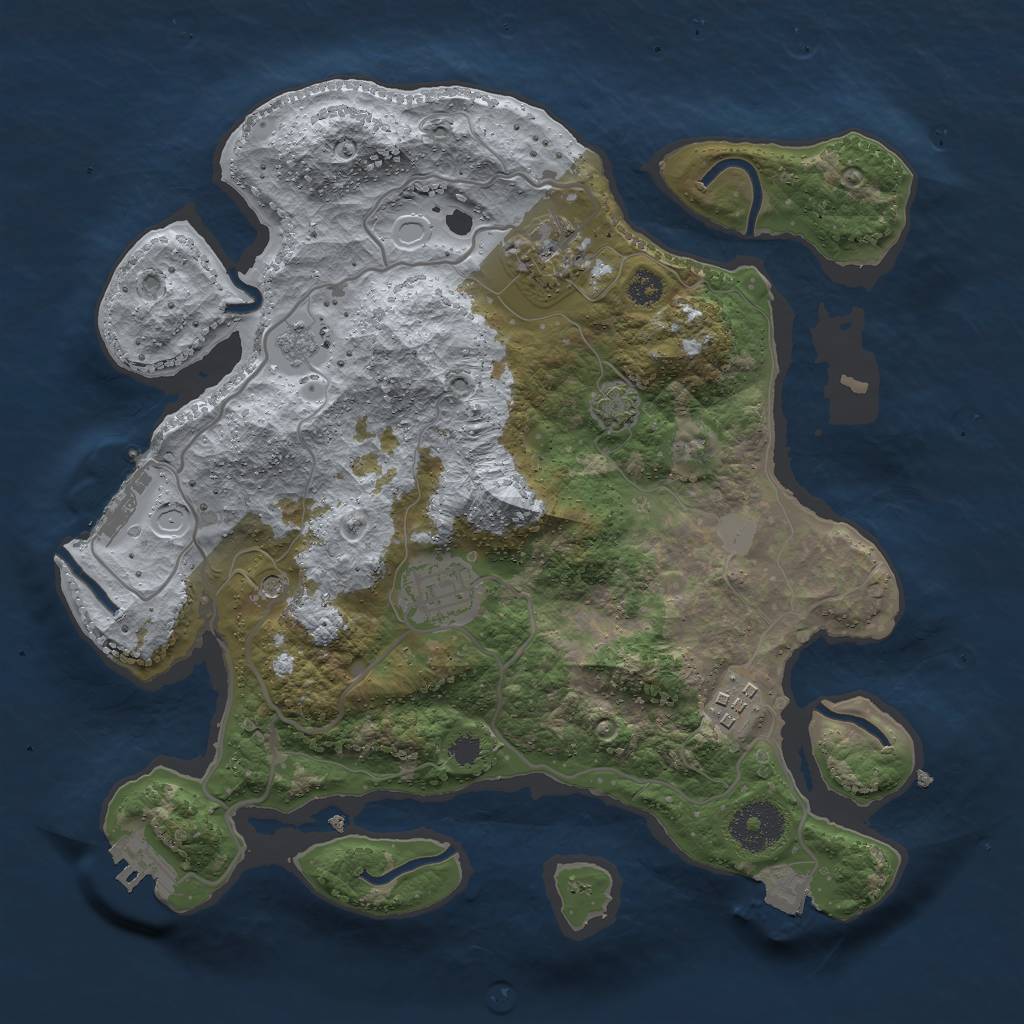 Rust Map: Procedural Map, Size: 3000, Seed: 529505961, 11 Monuments