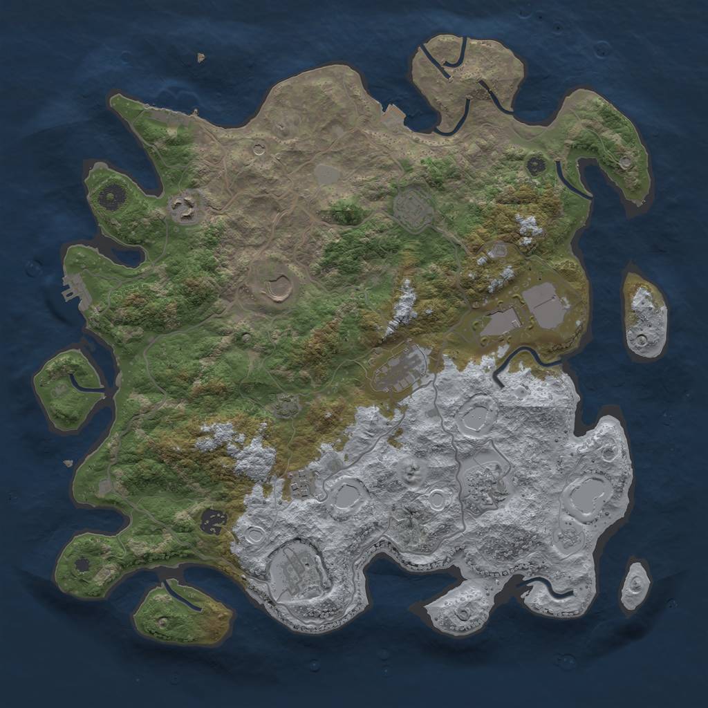 Rust Map: Procedural Map, Size: 4000, Seed: 61561514, 17 Monuments