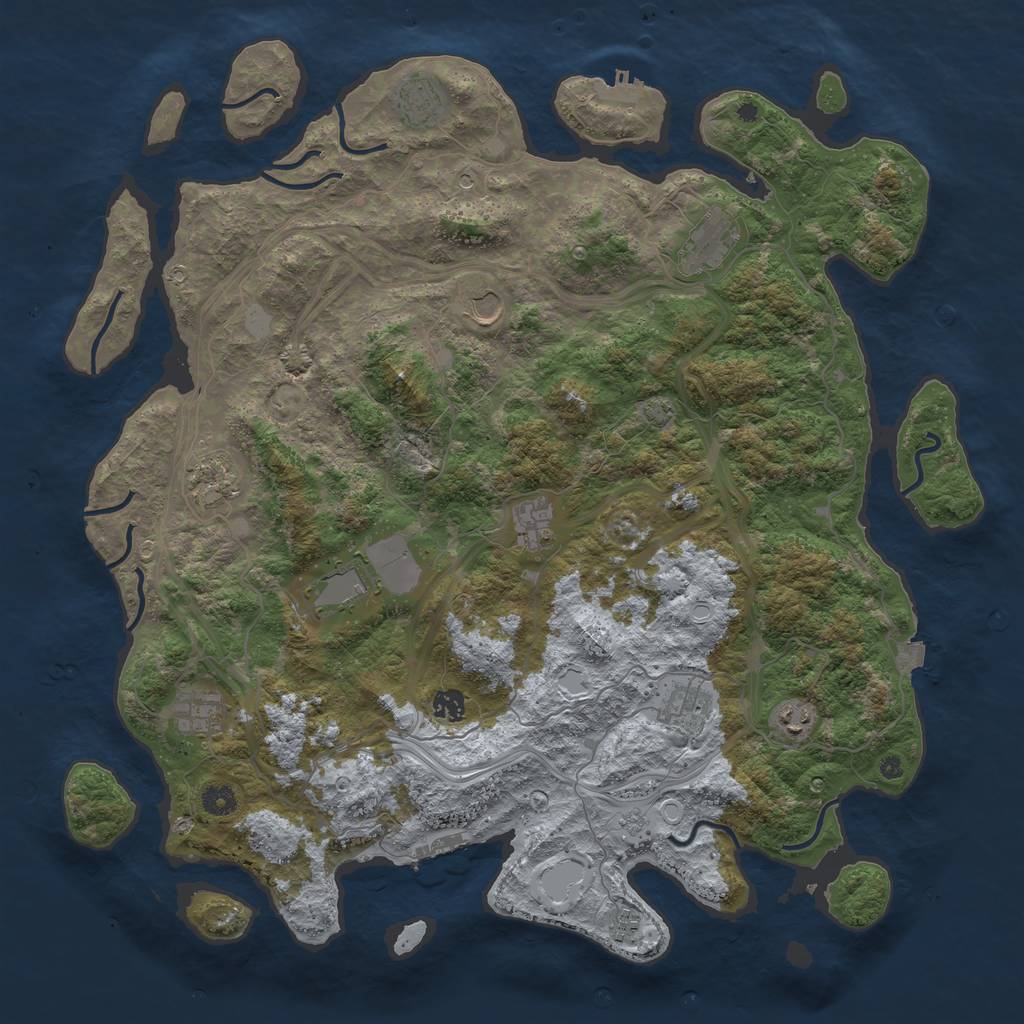 Rust Map: Procedural Map, Size: 4600, Seed: 1968373070, 19 Monuments