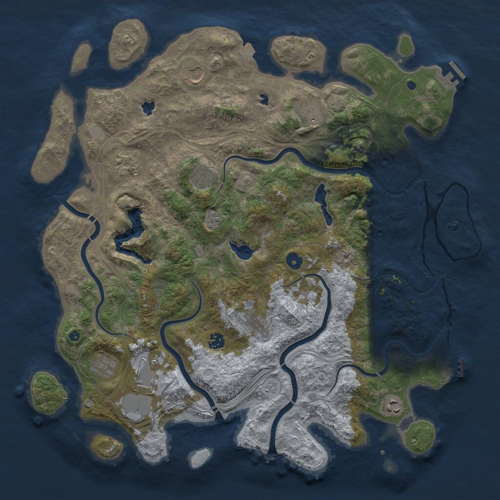 Rust Map: Procedural Map, Size: 4600, Seed: 1968373070, 16 Monuments