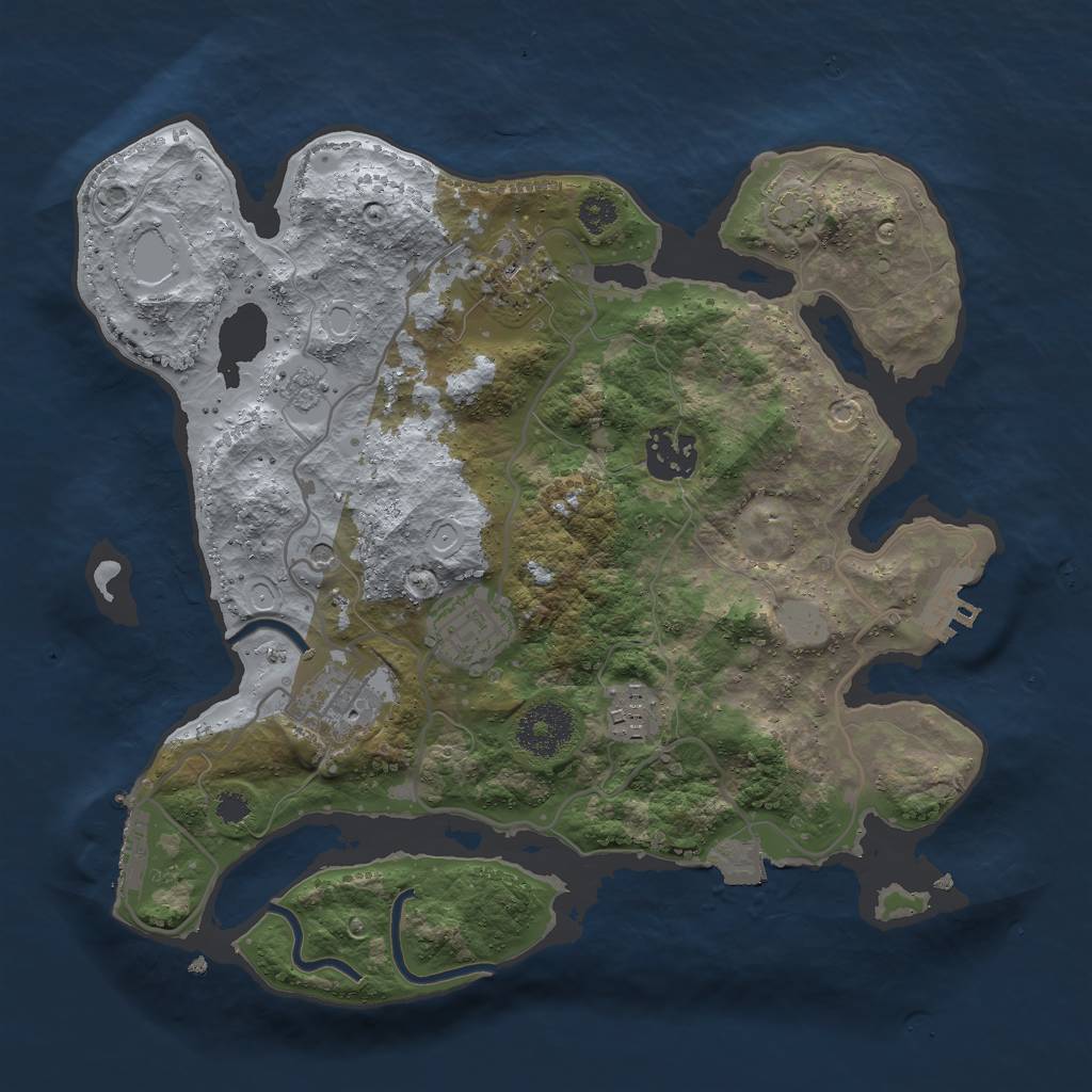 Rust Map: Procedural Map, Size: 3000, Seed: 16439, 13 Monuments