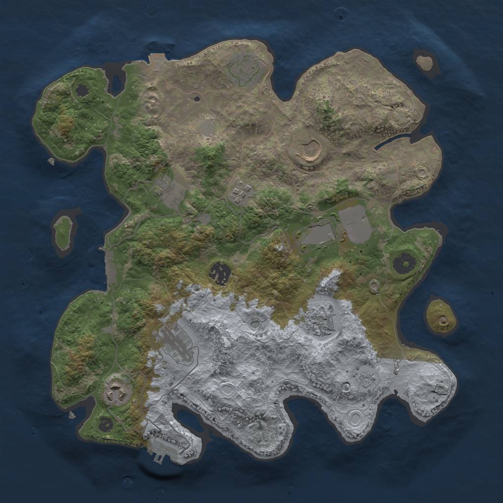 Rust Map: Procedural Map, Size: 3500, Seed: 5012024, 17 Monuments
