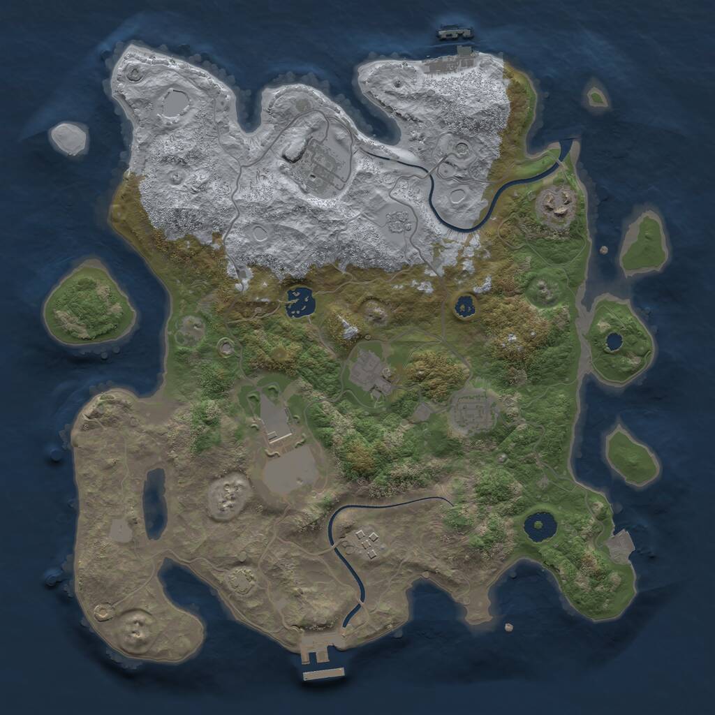 Rust Map: Procedural Map, Size: 3500, Seed: 1706518242, 13 Monuments