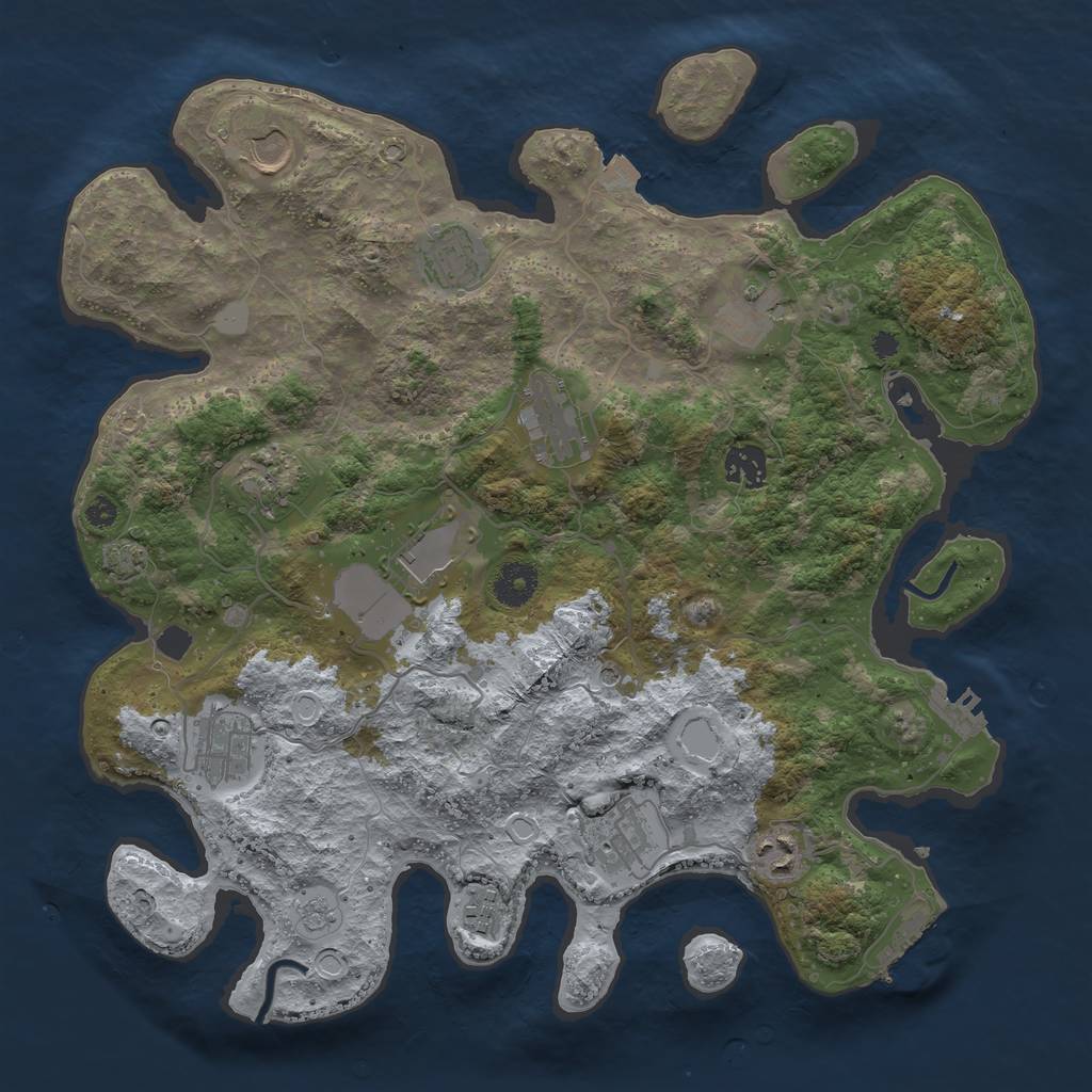 Rust Map: Procedural Map, Size: 3700, Seed: 2012792598, 19 Monuments