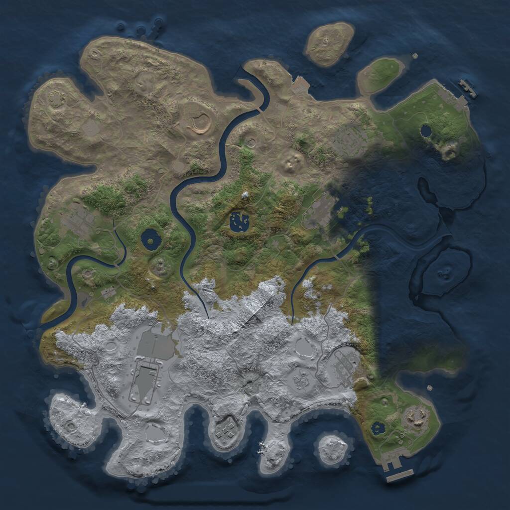 Rust Map: Procedural Map, Size: 3700, Seed: 2012792598, 15 Monuments