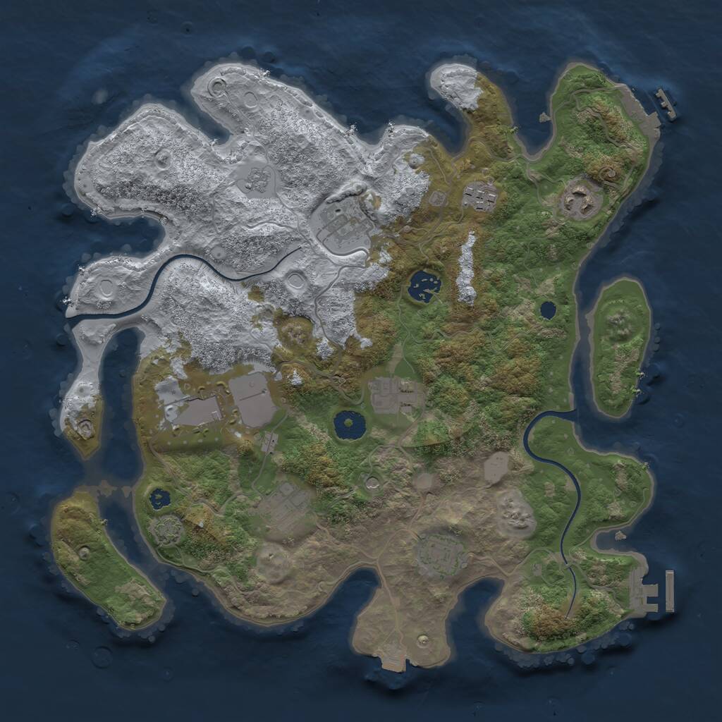 Rust Map: Procedural Map, Size: 3500, Seed: 1393735810, 14 Monuments