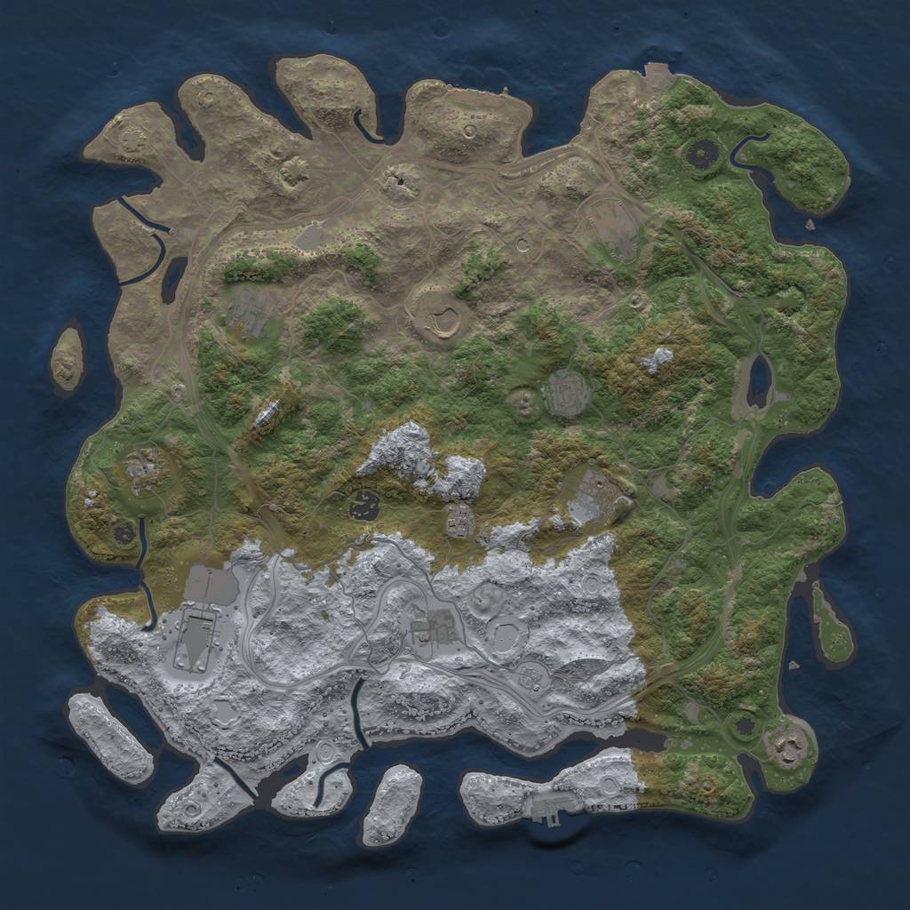 Rust Map: Procedural Map, Size: 4500, Seed: 42021040, 19 Monuments