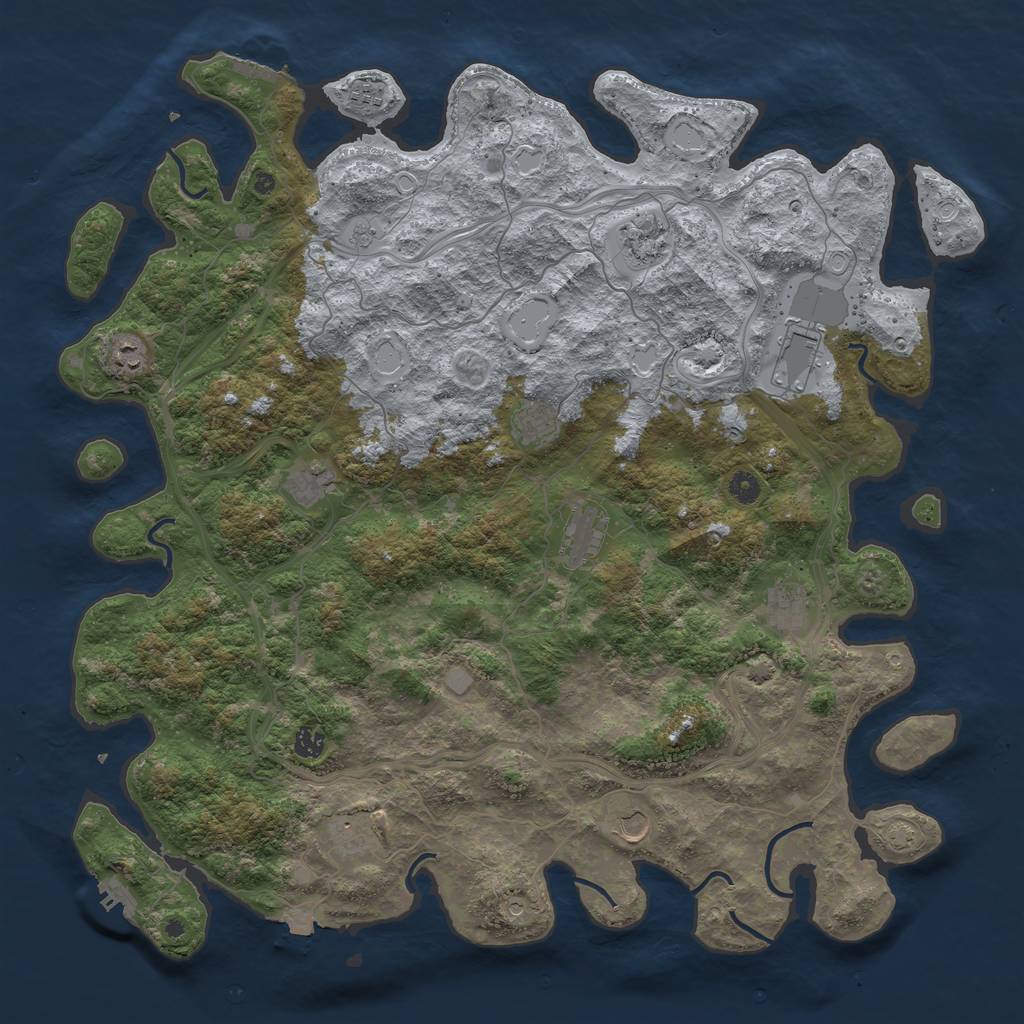 Rust Map: Procedural Map, Size: 4900, Seed: 374979789, 19 Monuments