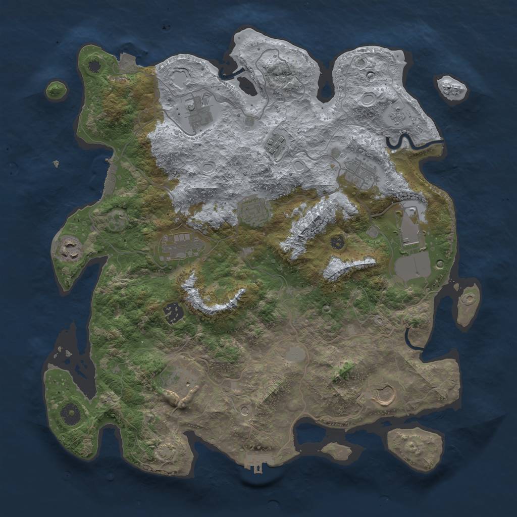 Rust Map: Procedural Map, Size: 3800, Seed: 2024010402, 18 Monuments