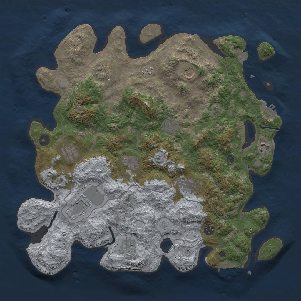 Rust Map: Procedural Map, Size: 4000, Seed: 224633819, 19 Monuments