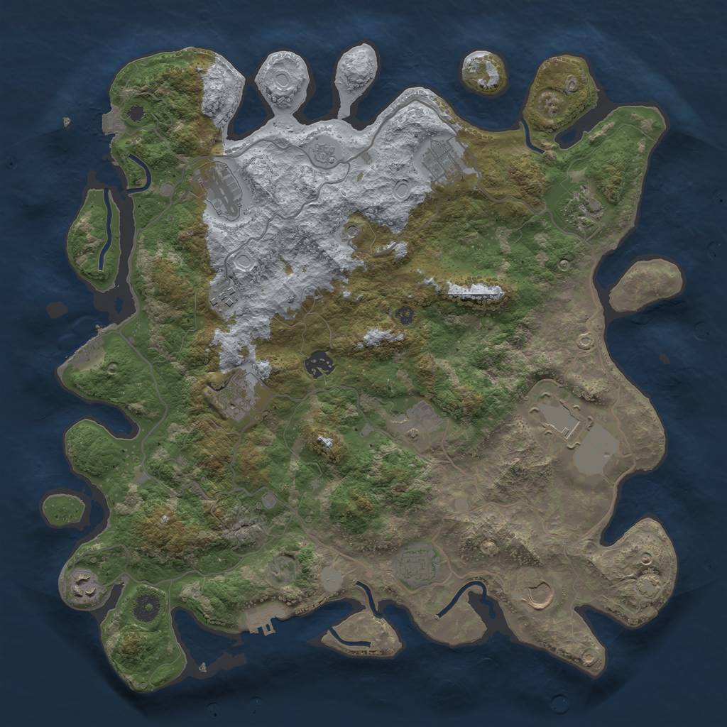 Rust Map: Procedural Map, Size: 4000, Seed: 1157454192, 19 Monuments