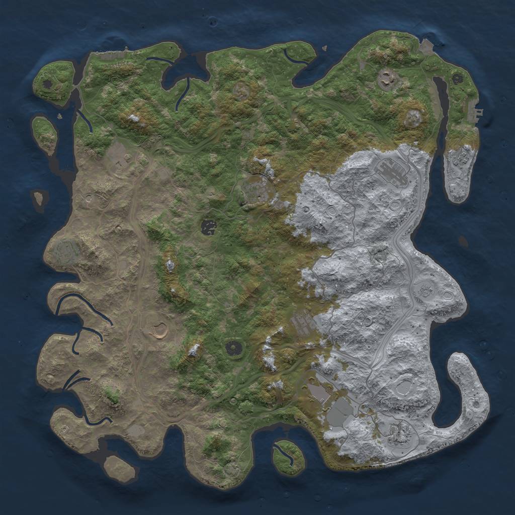 Rust Map: Procedural Map, Size: 4800, Seed: 255434323, 19 Monuments