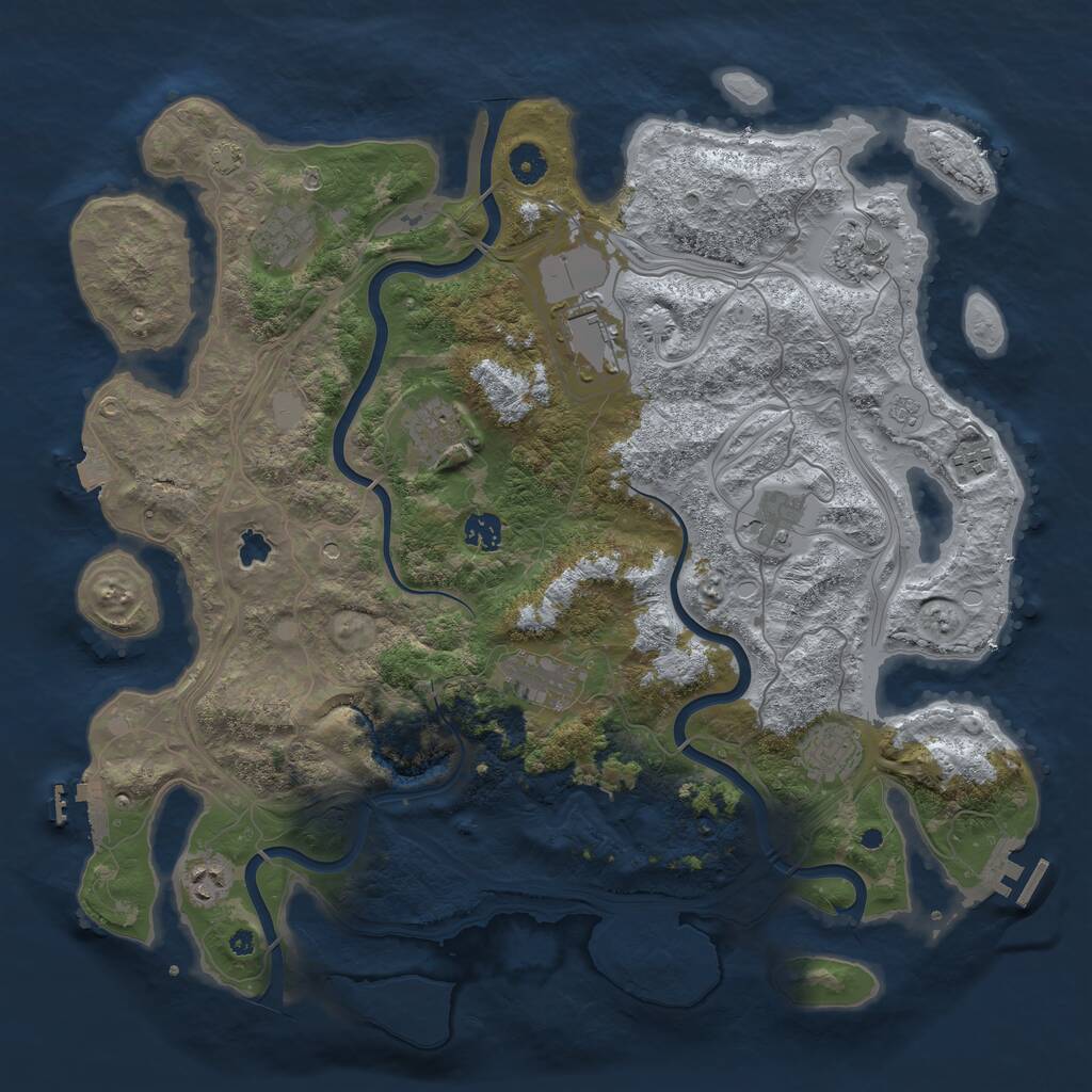 Rust Map: Procedural Map, Size: 4250, Seed: 670132373, 16 Monuments