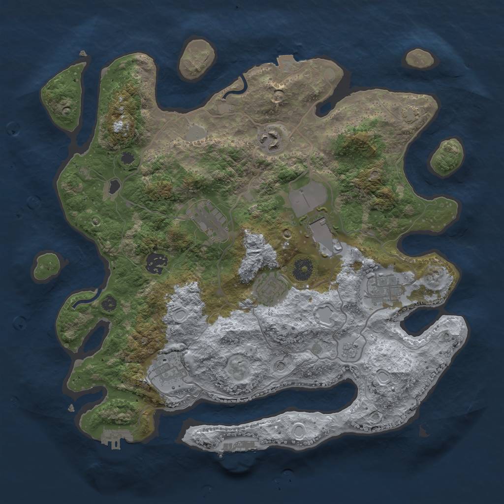 Rust Map: Procedural Map, Size: 3500, Seed: 561123545, 15 Monuments