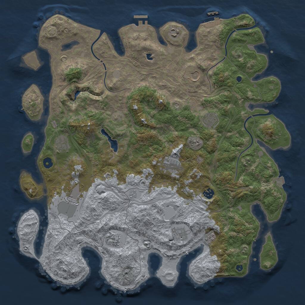 Rust Map: Procedural Map, Size: 4450, Seed: 29993, 16 Monuments