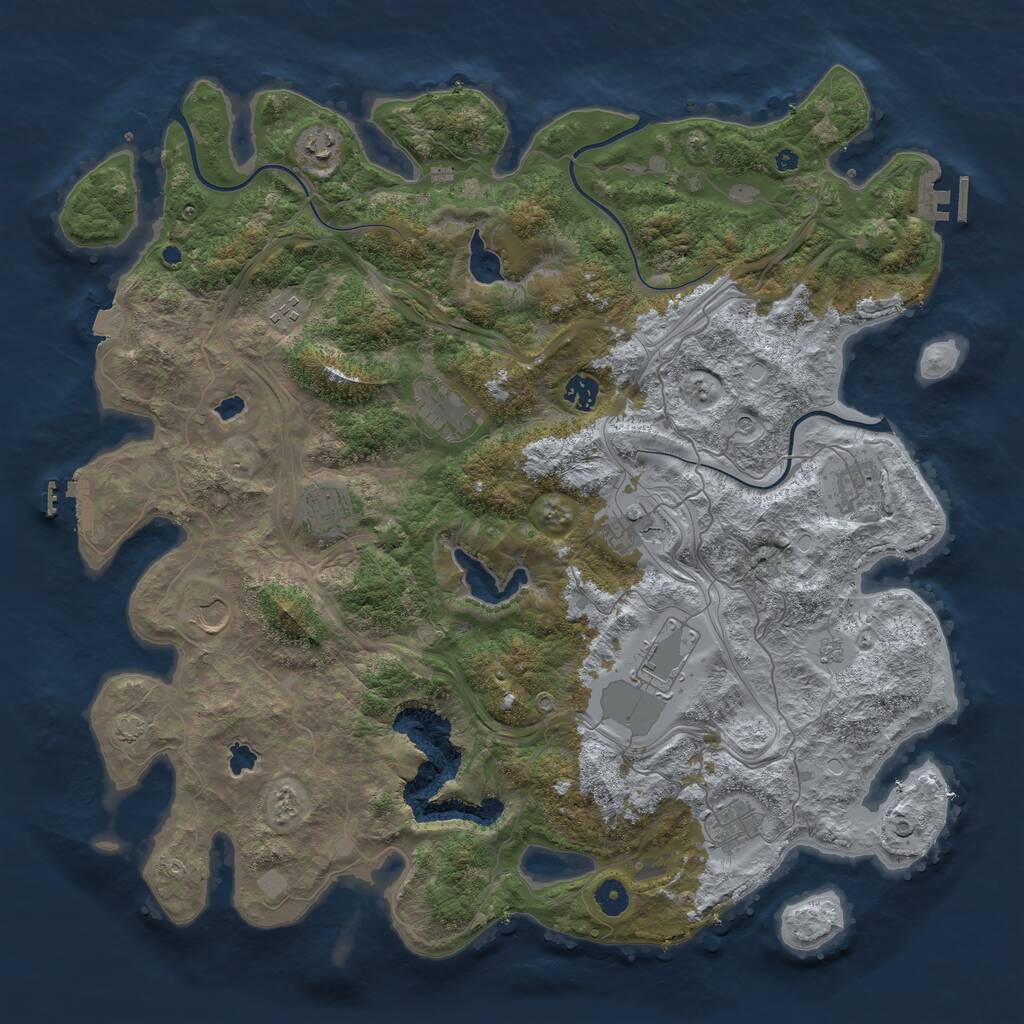 Rust Map: Procedural Map, Size: 4500, Seed: 1246627883, 16 Monuments
