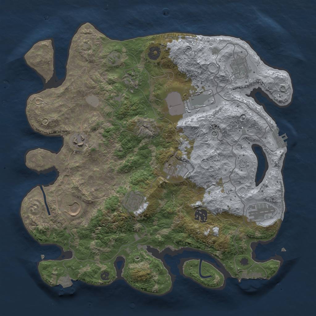 Rust Map: Procedural Map, Size: 3500, Seed: 917754076, 17 Monuments