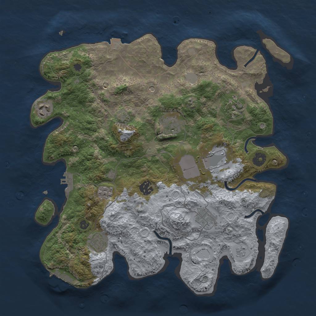 Rust Map: Procedural Map, Size: 3500, Seed: 835068887, 16 Monuments