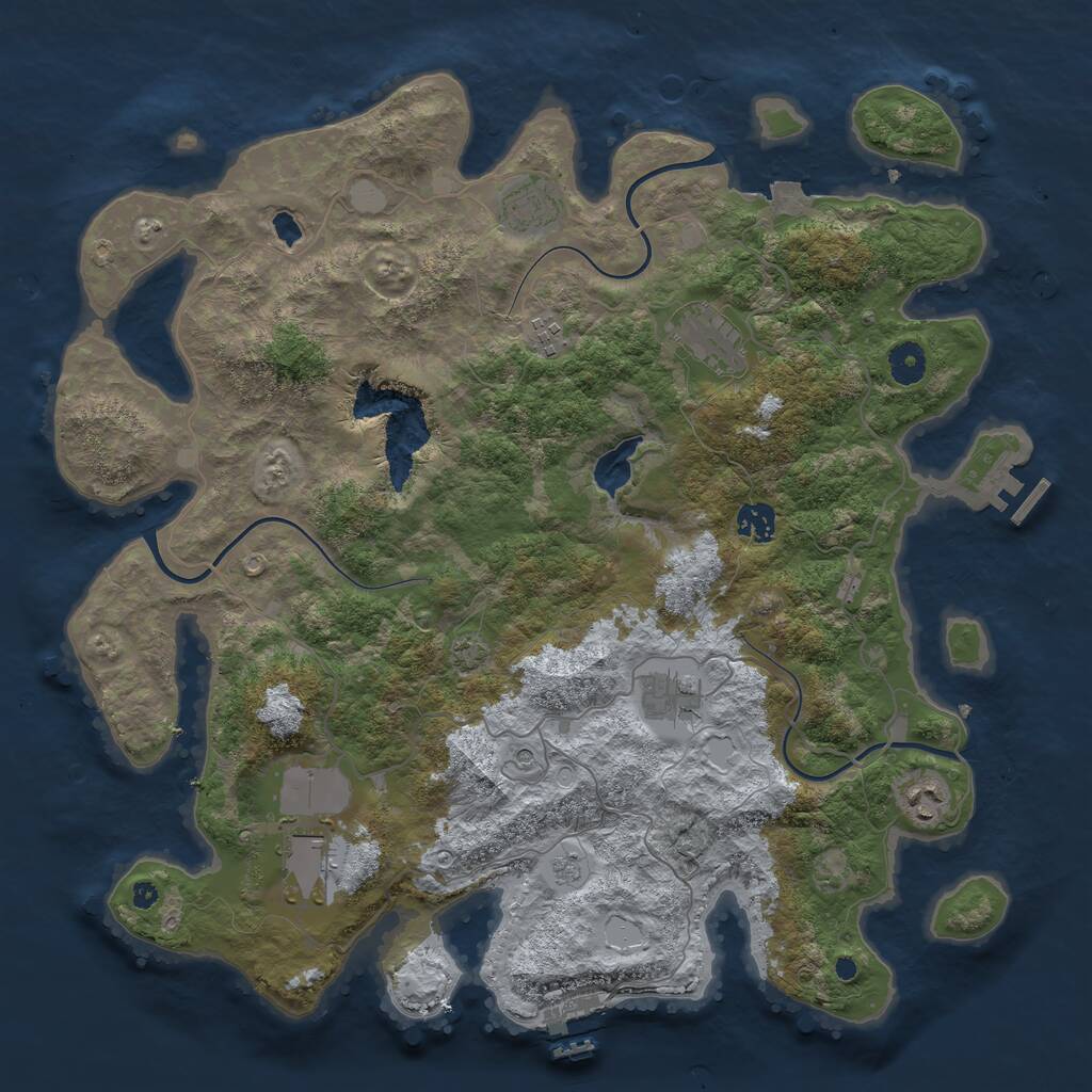 Rust Map: Procedural Map, Size: 4096, Seed: 1618498014, 13 Monuments
