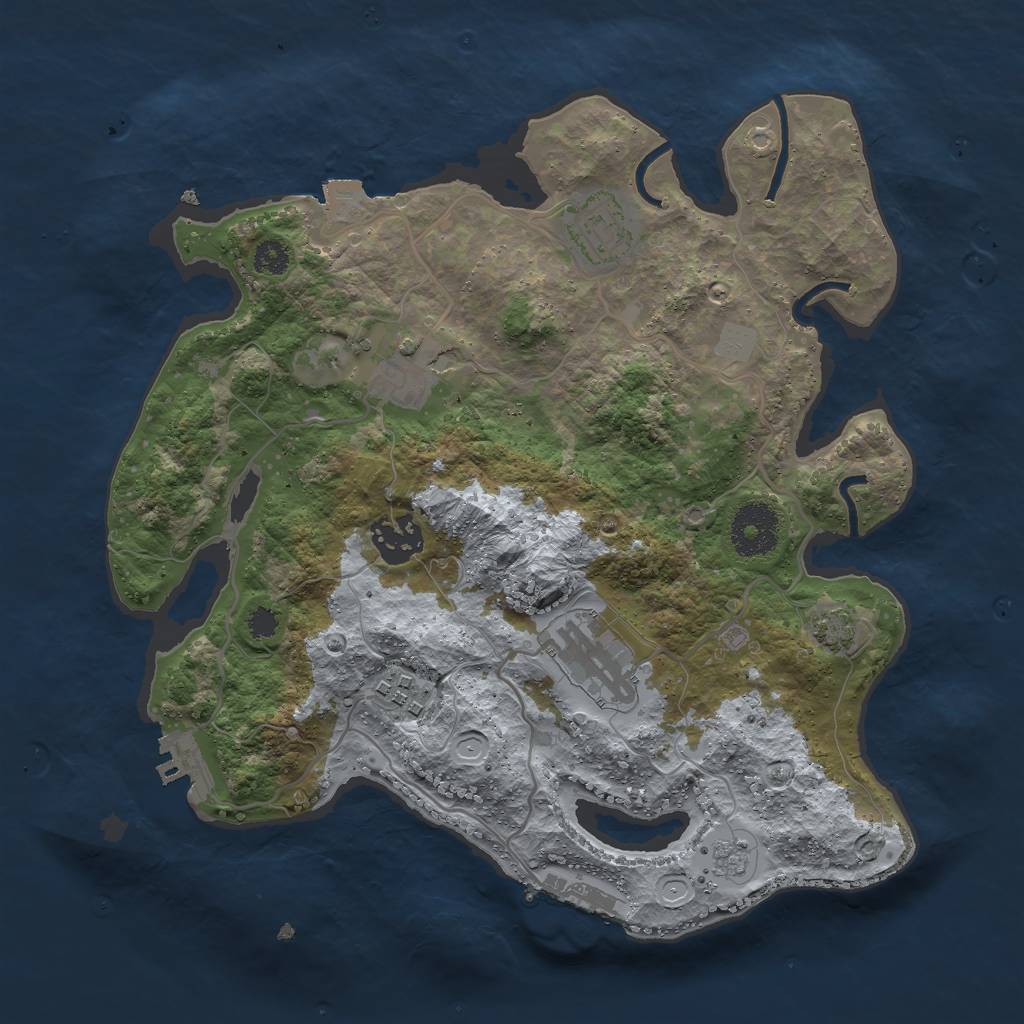 Rust Map: Procedural Map, Size: 3000, Seed: 915257061, 12 Monuments