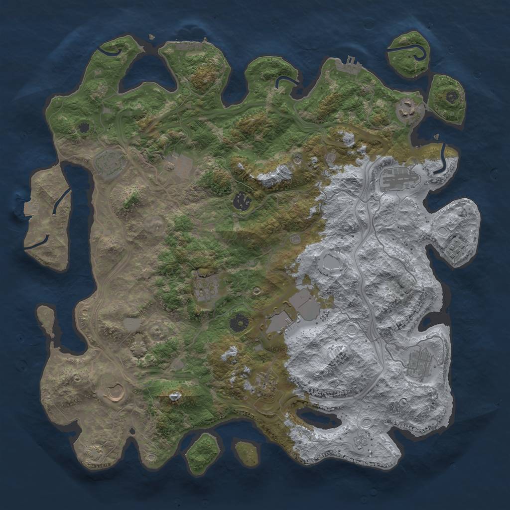 Rust Map: Procedural Map, Size: 4250, Seed: 1365440707, 19 Monuments