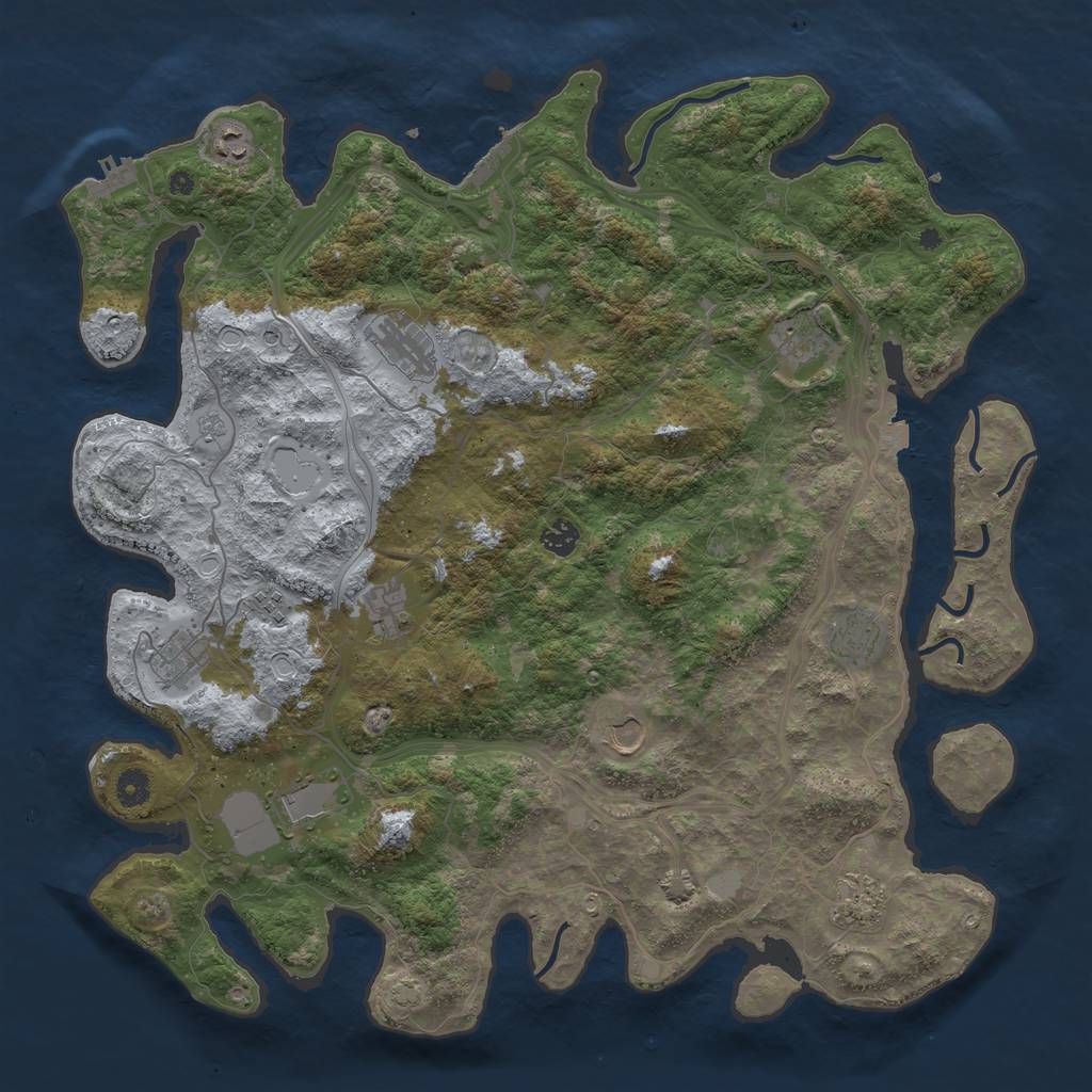 Rust Map: Procedural Map, Size: 4500, Seed: 707938996, 19 Monuments