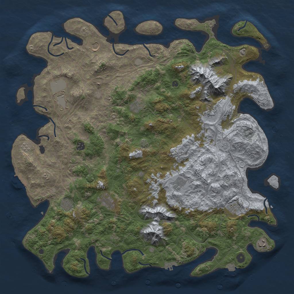 Rust Map: Procedural Map, Size: 5000, Seed: 20242024, 19 Monuments
