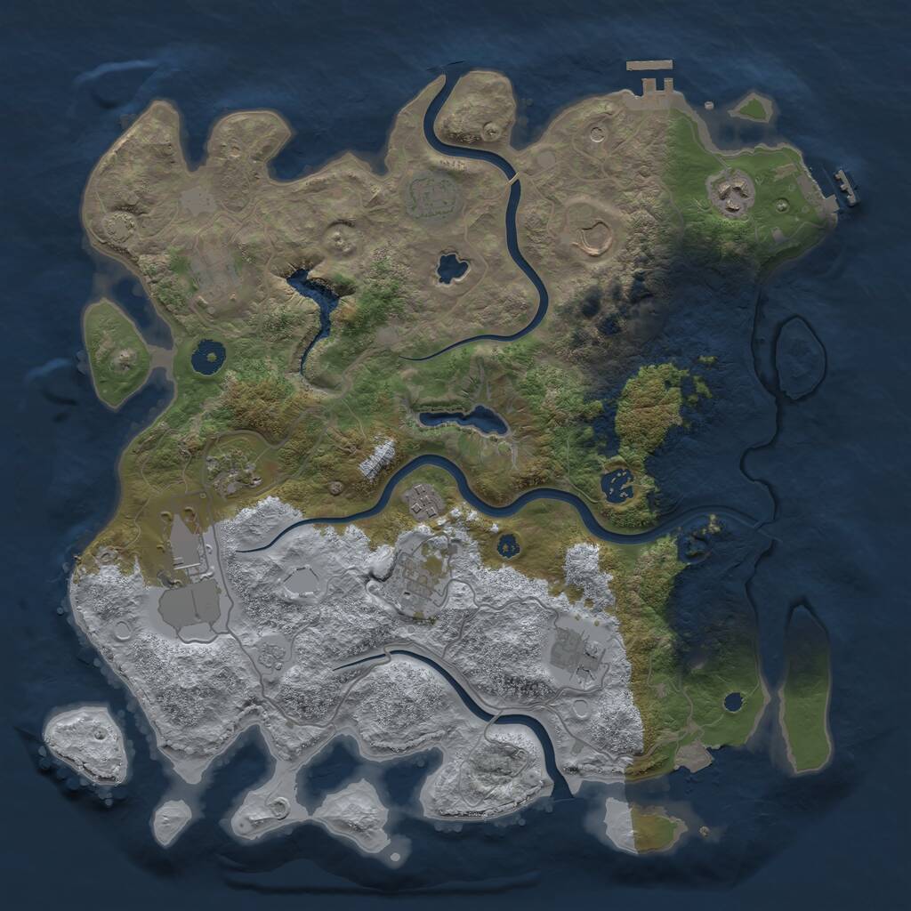 Rust Map: Procedural Map, Size: 4000, Seed: 1334352798, 16 Monuments