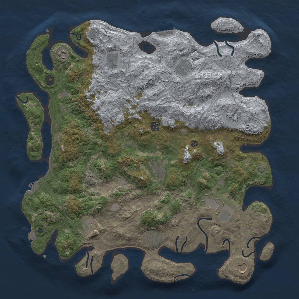 Rust Map: Procedural Map, Size: 4500, Seed: 2010484340, 19 Monuments