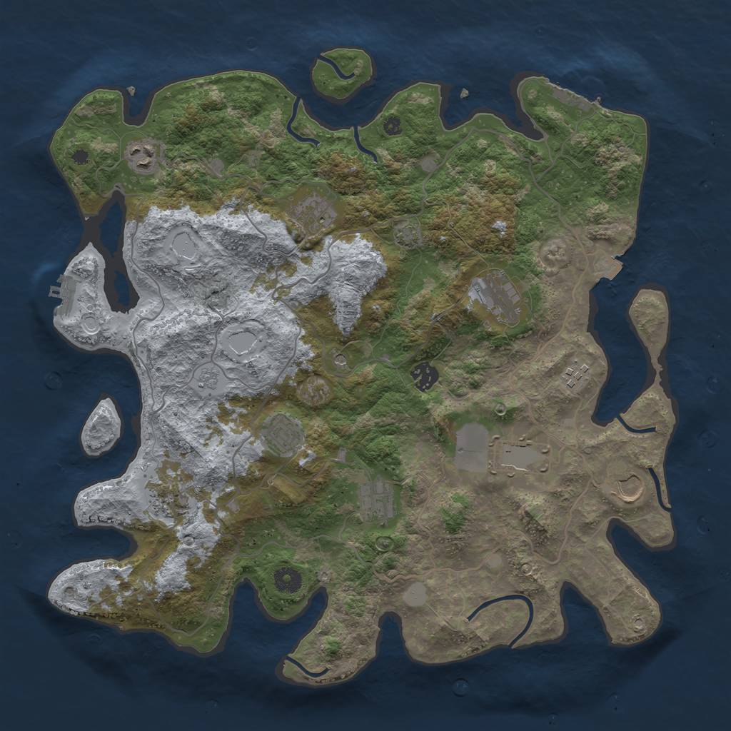 Rust Map: Procedural Map, Size: 4000, Seed: 465035536, 18 Monuments