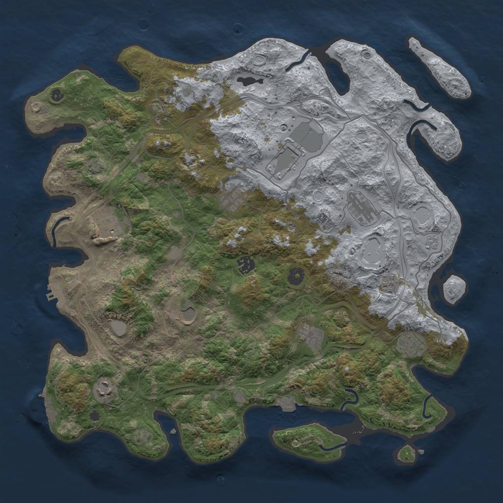 Rust Map: Procedural Map, Size: 4250, Seed: 720924339, 19 Monuments