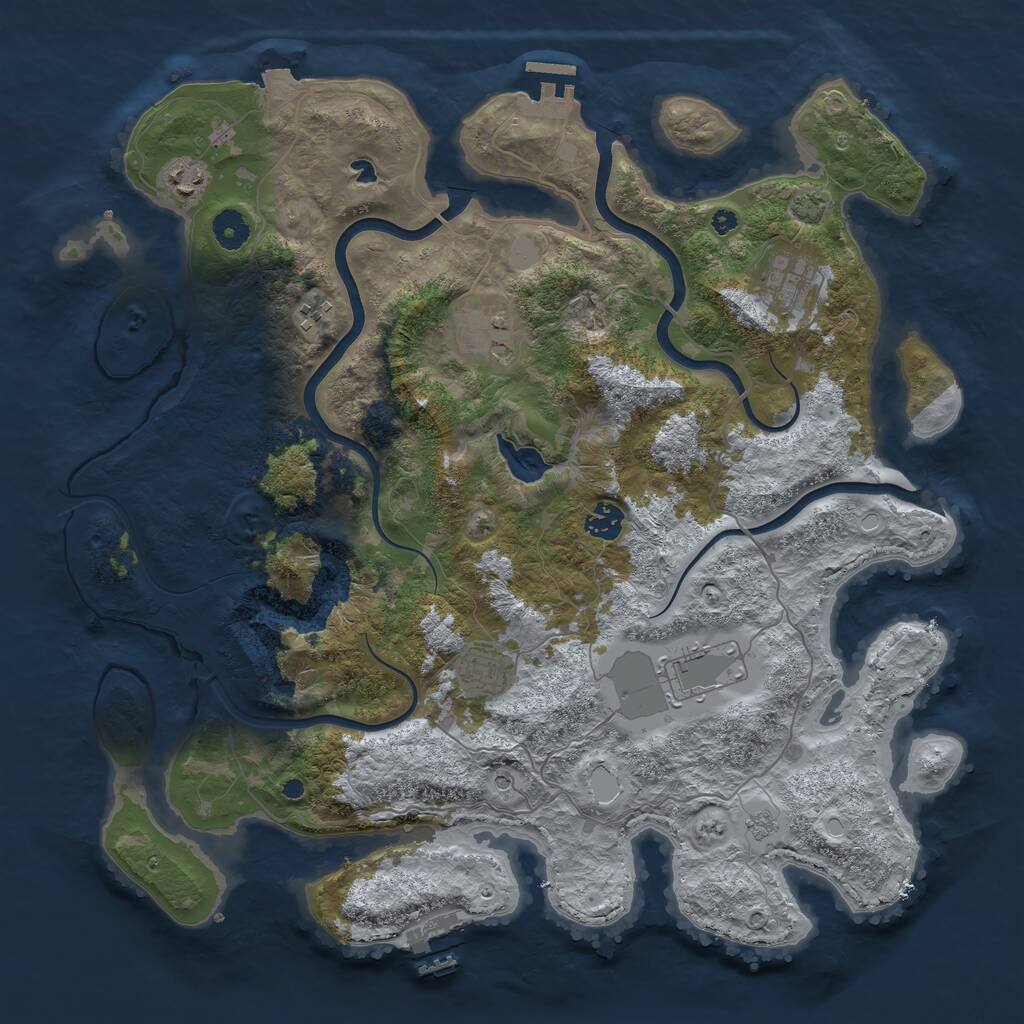 Rust Map: Procedural Map, Size: 4100, Seed: 628596490, 13 Monuments