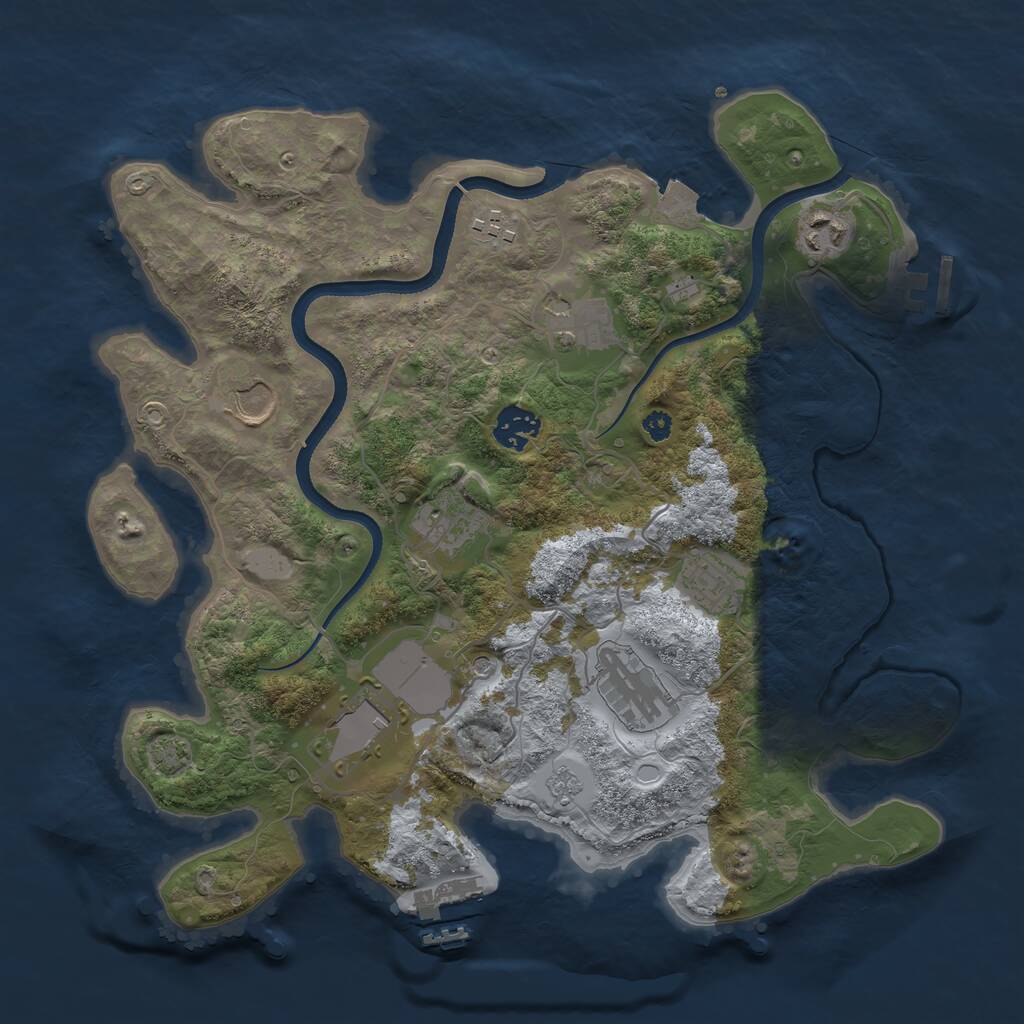 Rust Map: Procedural Map, Size: 3500, Seed: 1889546379, 15 Monuments