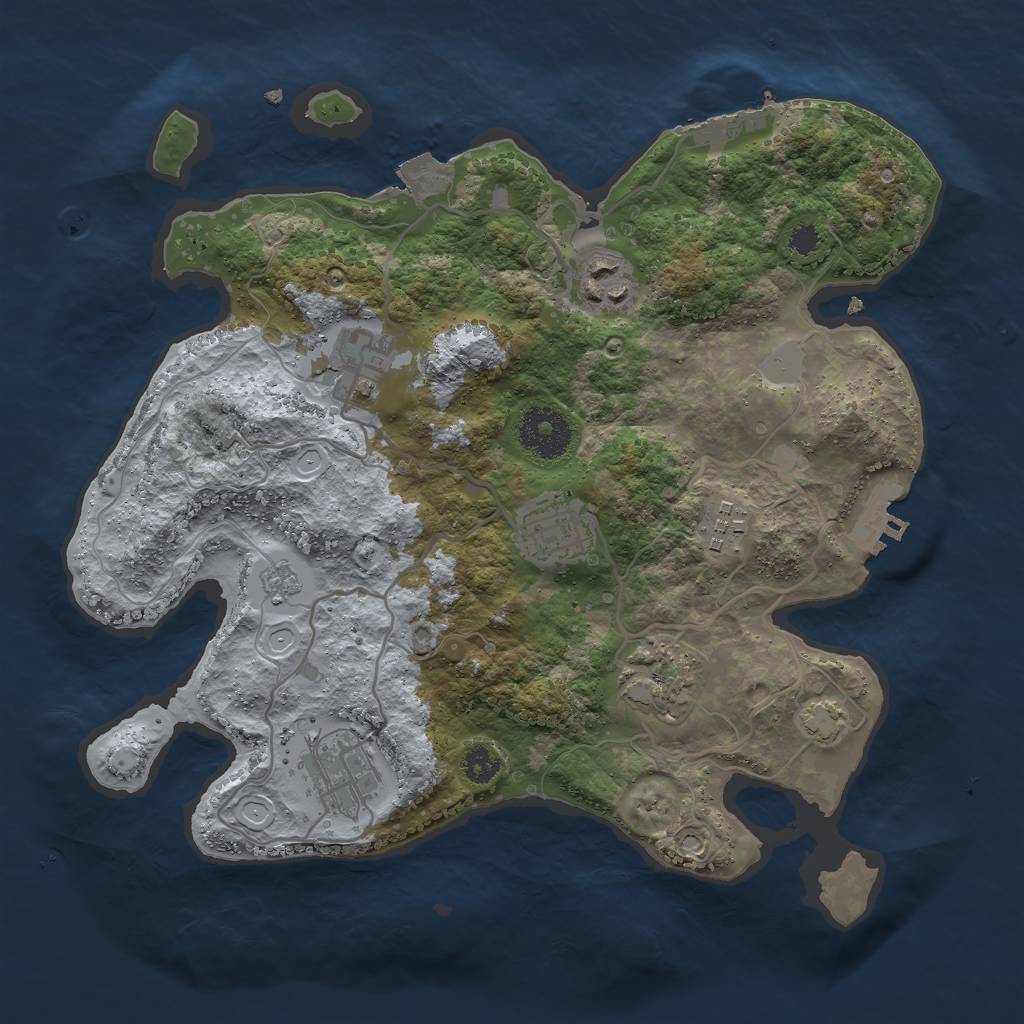 Rust Map: Procedural Map, Size: 3000, Seed: 11889, 13 Monuments